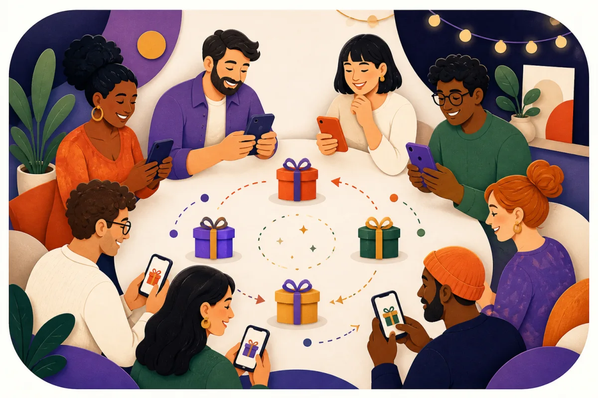 Turma participando de um amigo secreto pelo celular